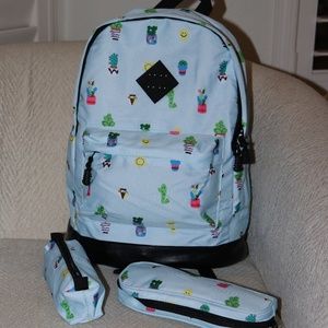 FUN PATTERNS Backpack - Blue Cactus Print